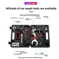 Kit d'outils de réparation de vélo combiné Modèle 34 : Clé à rayons, Kit de démontage de chaîne et de pignon, et Kit de démontage d'axe central