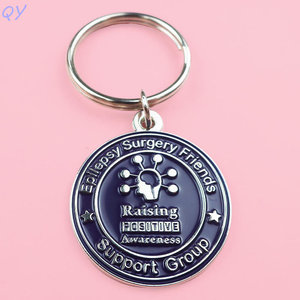 QY personnalisé alliage métal émail porte-clés carré Logo porte-clés emballage individuel cadeau promotionnel pendentif - Product Image 6