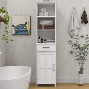 DB Modern White Handmade <b>Living</b> <b>Room</b> Furniture <b>Floor</b> <b>Standing</b> <b>Cabinet</b> with 1 Door and 1 Drawer <b>for</b> General Home Use - Product Image 1