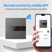 Interrupteur intelligent tactile Alexa Google Home Tuya, 86*86mm, en verre, interrupteurs et prises électriques muraux