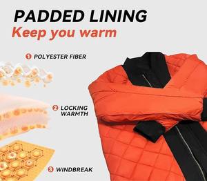 Abrigo de combate auténtico para hombre, chaqueta de tela acolchada a prueba de viento de gran tamaño, chaqueta gruesa de vuelo con cuello levantado y cremallera, chaqueta acolchada caliente - Product Image 3