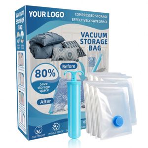 Bolsas de Almacenamiento al Vacío para Ropa, Juego con Bomba Manual, Bolsas de Compresión Ahorradoras de Espacio para el Hogar y Viajes - Product Image 1