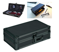 Mallette à outils en aluminium légère petite trousse à crayons en aluminium noire avec serrure à combinaison pour les élèves du primaire et du secondaire