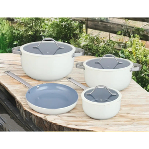 High Quality Ceramic Coated <b>Pot</b> Pan Silicone Glass Lids Stainless Steel Handle Non Stick 7 Piece Aluminium Cookware <b>Set</b> - Product Image 5