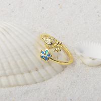 Cincin Desain Bohemian Modern dari Kuningan dengan Opal Bunga Nanas Hawaii