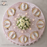 Nappe ronde en velours ANNIELU de 120 pouces, nappe en velours doux de luxe pour mariage, banquet, événement, fête, décoration