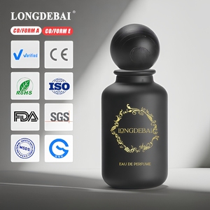 Botella de Perfume Vacía Redonda Negra Mate Personalizada de 30ml 50ml 100ml, Botella de Perfume de Vidrio con Caja de Embalaje y Tapa de Madera - Product Image 1