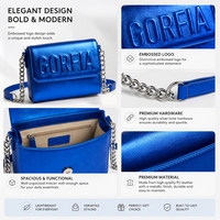 Sac à bandoulière mini carré argenté métallisé 2026 avec fermeture éclair, logo embossé, pour femme, idéal pour soirée, avec chaîne, usage quotidien
