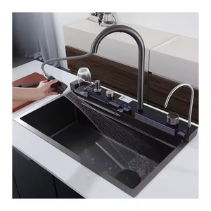 2024 New Smart Single Bowl Digital Küchen spüle 304 Edelstahl Piano Key Wasserfall Wasserhahn Küchen spüle mit Glass püler - Product Image 3