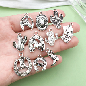 Dijes de Vaquero del Oeste de Aleación de Zinc Plateado Antiguo para Accesorios de Joyería DIY, Dijes de Moda Unisex - Product Image 2