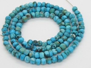 Natural <b>Blue</b> Tibetan Turquoise Smooth Polished Roundel <b>Bead</b> 16Inches Strand 3MM Approx Handmade Loose Stone Wholesaler Supplies - Product Image 4