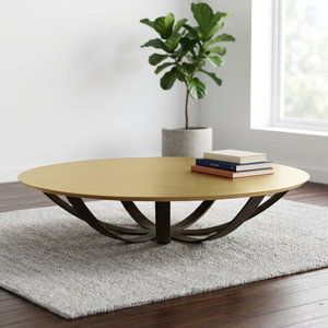 AK Brass Unique Design Metal Round Coffee <b>Table</b> Gold And <b>Brown</b> Finished With Handcrafted Coffee <b>Table</b> For Restaurant Furniture - Product Image 2