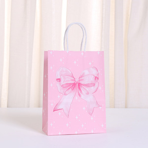 YZ Pink Bow Kraft Paper Handbag Birthday Gift Packaging <strong>Bag</strong> <strong>Sweet</strong> Girl <strong>Party</strong> Gift <strong>Bag</strong> Candy Packaging Recyclable Wedding <strong>Bag</strong> - Product Image 6