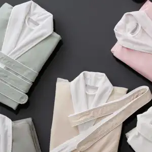 New Custom Guest Room Bathrobe Fabric Gabardine Cloth Bathrobe Hotel Linen Bathrobe Women