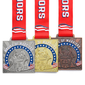מדליית הקרב צורה מרובע מדליות ספורט למות הליהוק אמייל סגסוגת אבץ זהב כסף מצופה מדליות מותאמות אישית עם סרט - Product Image 1