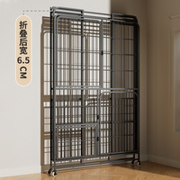 Grande cage pliable pour chat en fer produits pour animaux de compagnie motif solide épaissi espace libre fonction respirante vient plateau en plastique boîte à palettes