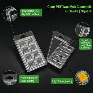 กล่องพลาสติกใสแบบฝาพับ CPET รีไซเคิลได้ รับรองมาตรฐาน ISO พร้อมโลโก้สั่งทำ สำหรับบรรจุภัณฑ์เทียนหอมแบบแว็กซ์เมลท์ พร้อมสติกเกอร์ จากกวางตุ้ง - Product Image 3