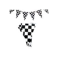 Drapeau de course triangulaire noir et blanc à motif quadrillé pour bar de course