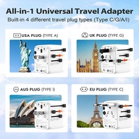 Worldplug GaN 20W USB Adaptateur de chargeur de voyage International Universal World Plug pour ordinateur portable Compatible avec les fonctions PD & QC3.0