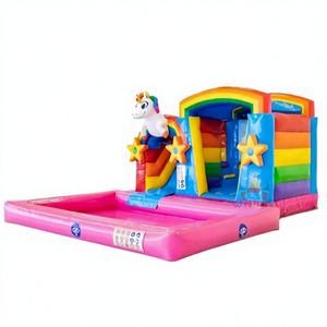 Castillo Inflable de PVC Colorido con Diseño de Unicornio y Piscina Grande para Diversión WINWAYTOYS - Product Image 1