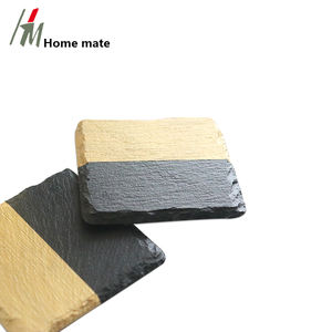 Posavasos cuadrado de piedra de Color dorado para regalo de la madre, pizarra de borde rugoso de 4x4 pulgadas - Product Image 4