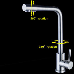 304 Stainless Steel Single-hole <b>Brushed</b> Nickel-colored Kitchen Sink with Cold and Hot 360-degree Rotating Faucet - Product Image 5