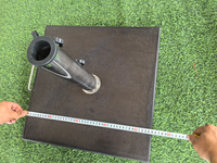 Support de parasol de patio 40 kg, base en granit gris mobile avec roulettes, base en marbre moderne pour parasol à mât central, base de mât central extérieur