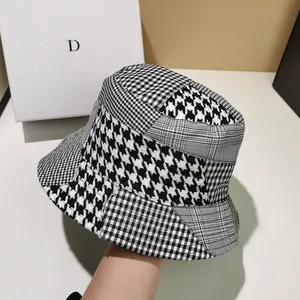 بالجملة الربيع و الصيف houndstooth و نمط مخصص تصميم شعار قبعة وعائية صوف