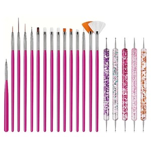 Ensemble de 20 pinceaux professionnels pour nail art YRX, rose, en nylon et plastique, pinceaux multifonctions personnalisés pour gel à ongles - Product Image 2