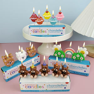 Candeline per Torta di Compleanno a Forma di Orso Cartoon, Ciambella e Fiore, Decorazioni per Feste di Compleanno all'Ingrosso - Product Image 2