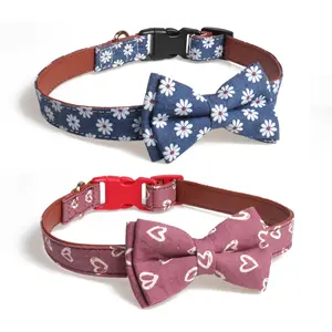 Bán Buôn Nhà Máy Bán Hàng Trực Tiếp Thiết Kế Vành Đai Con Chó Cổ Áo Với Bow Tie Trang Trí Tùy Chỉnh Dễ Thương Pitbull Vật Nuôi Cổ Áo Cho Chó