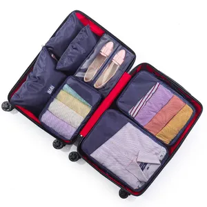 定制热卖方块袋旅行袋收纳袋套装7件套折叠旅行袋套装