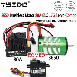 3650 Motor sin escobillas 80A ESC 17G Servo Combo para Wltoys 144001/<span class=keywords><strong>124018</strong></span>/124019 1/14 1/12 Buggy 4WD <span class=keywords><strong>RC</strong></span> todoterreno <span class=keywords><strong>RC</strong></span> piezas de coche - Product Image 2