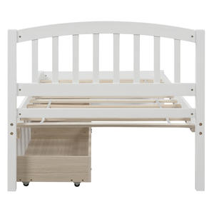 Literas de madera simples modernas, camas de madera, cama blanca de alta calidad para niños con 2 cajones, armario de almacenamiento - Product Image 3