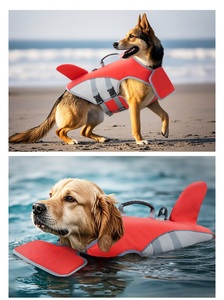 Giubbotto Salvagente Classico Leggero per Cani con Maniglia di Soccorso, Gilet di Sicurezza Estivo in Tessuto di Poliestere Tinta Unita - Product Image 4