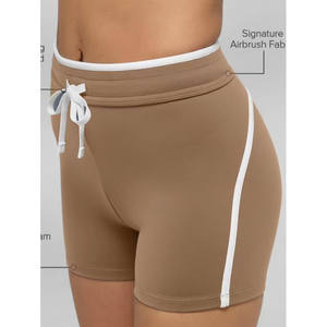 Shorts respirants taille haute pour femme Bi Cross avec bande latérale et cordon de serrage en Spandex/Polyester couleur Tan - Product Image 1