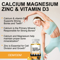 Complément alimentaire végétalien OEM en gélules de calcium, magnésium et zinc pour l'immunité et les os, avec vitamine D3