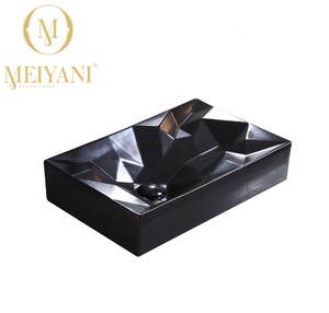Diamante rettangolare lavabo lavabo in porcellana lavarsi le mani bacino di arte nero opaco lavello - Product Image 2
