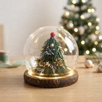 Mini sapin de Noël avec fleurs séchées sous cloche en verre, ornement de Noël