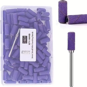 100pcs <b>Nail</b> Drill Bits Sanding Bands with Upgrade 3.1mm Mandrel Bit 180 Fine Grit <b>Nail</b> File Sanding Bands - Product Image 4