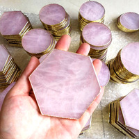 Pierre de cristal plaquée or, dessous de verres à tranches d'agate polie, vente en gros