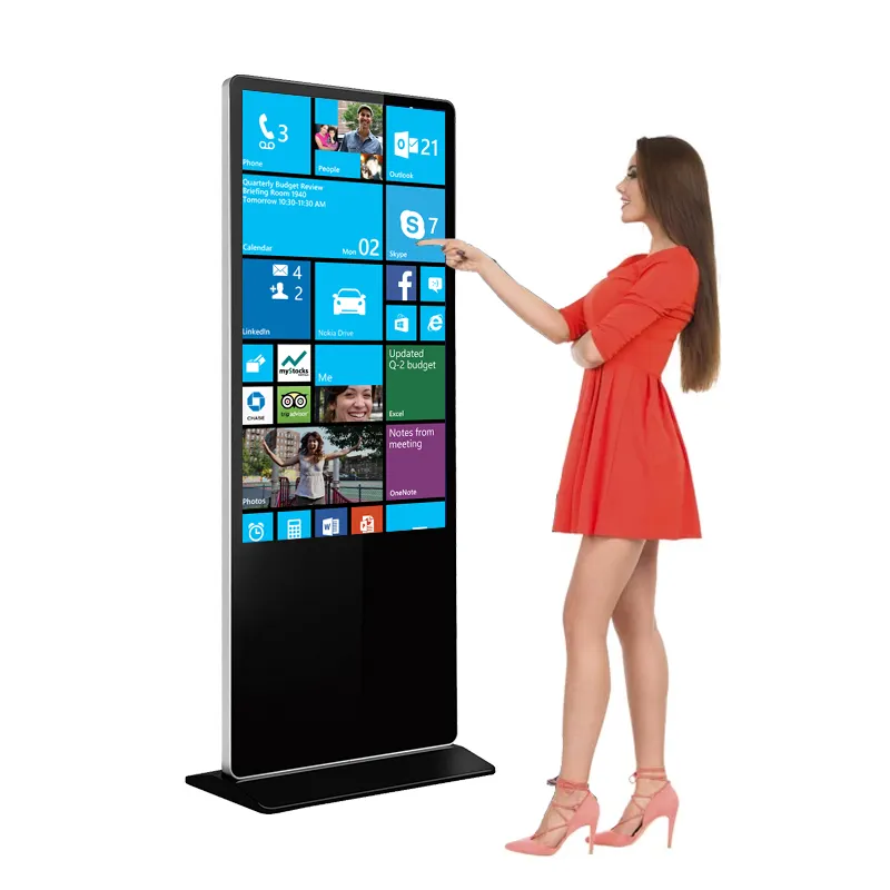 Kapalı Video oynatıcılar LCD dijital tabela kat ayakta reklam ekranı dokunmatik ekran standı