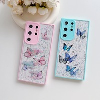 Coque de téléphone papillon étoile pailletée pour Samsung Galaxy S20 S21 S22 S23 S24 Plus Ultra FE A15 A35 A55 Couverture arrière de téléphone