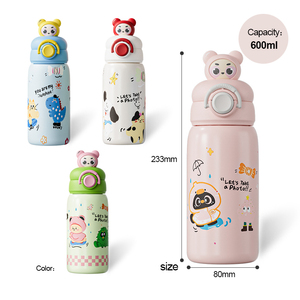 Thermos original à impression 3D de haute qualité, motif de dessin animé, tasse à <span class=keywords><strong>eau</strong></span> portable pour étudiants, créative, mignonne, pipette pour enfants, 600 ml - Product Image 2