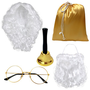 Conjunto de accesorios de Papá Noel con peluca, barba, gafas, campana y bolsa para disfraz - Product Image 1