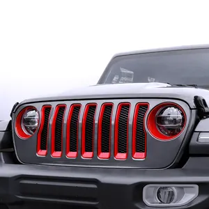 Bocillas Decorativas de Plástico ABS para Faros Delanteros JL Wrangler, Protección para Parrilla Delantera Wrangler 2018-2020 - Product Image 1