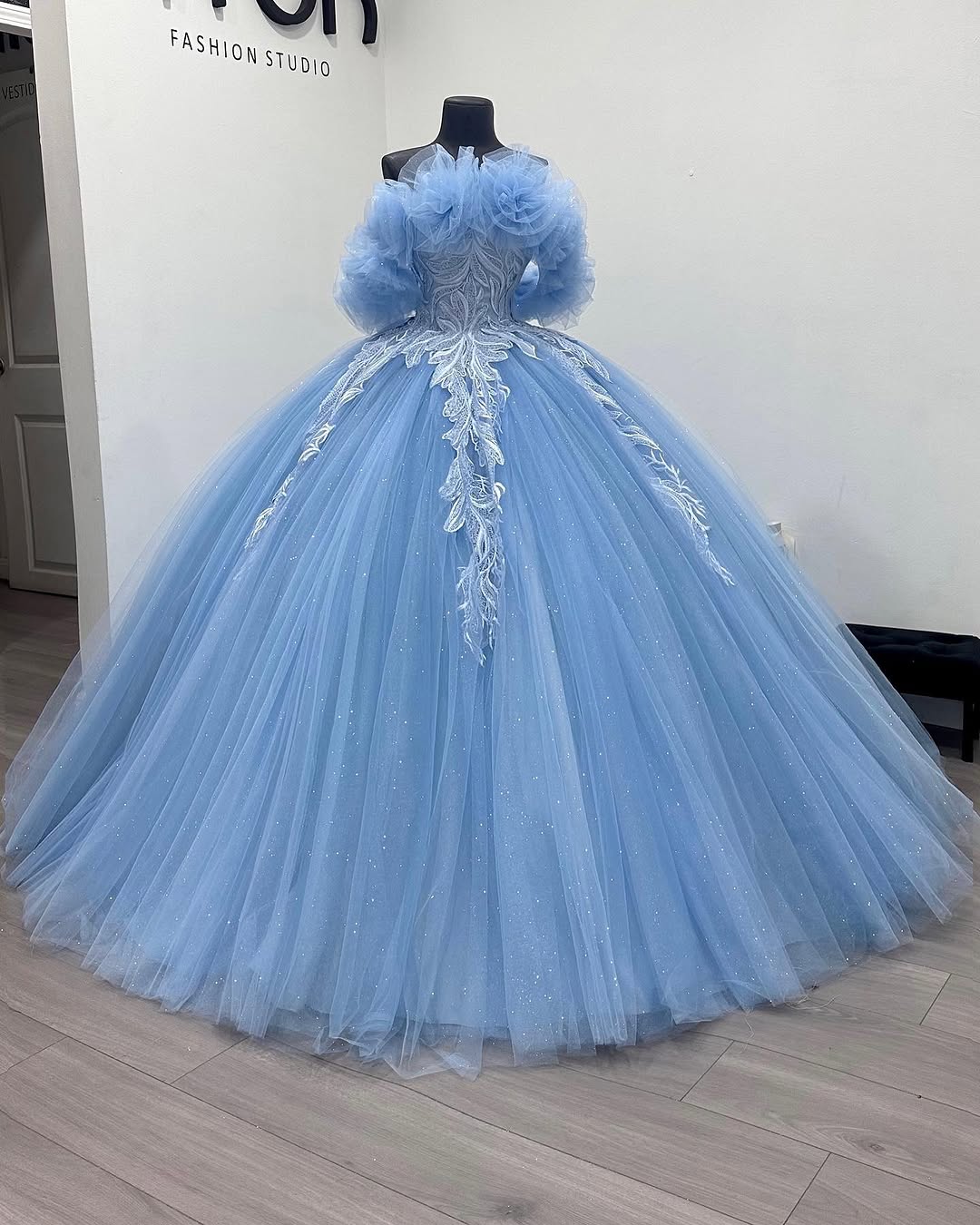 princess polly baby blue dress Charming Blue Sweet 16 Dress Tulle Lace Ball Gown Quinceanera Dress Blue / US10 main image 0