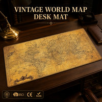 Silent Monsters XXL Alfombrilla de Ratón Enrollable Lavable de Goma Natural Antideslizante con Mapa del Mundo de 90x40cm para Videojuegos, Oficina y Hogar