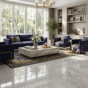 Azulejos de Porcelana para Piso, 60x60cm, Gris Brillante, Cerámica Esmaltada, para <span class=keywords><strong>Suelo</strong></span>, Foshan - Product Image 4