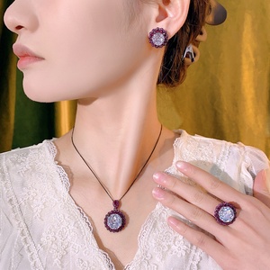 Fashion Eco-friendly Copper Necklace <b>Sets</b> for Women Jewelry 14-10mm White Cubic Zirconia Black Gold Plated Elegant Matching <b>Set</b> - Product Image 6